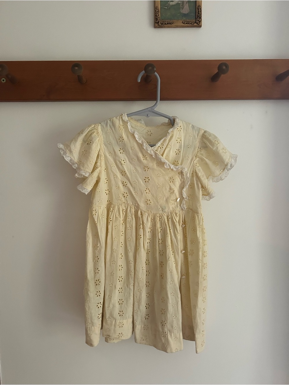 Girls Cream Eyelet Ruffle Dress